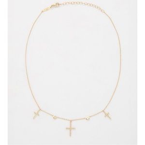 Jacquie Aiche Triple Cross diamond & 14kt gold necklace